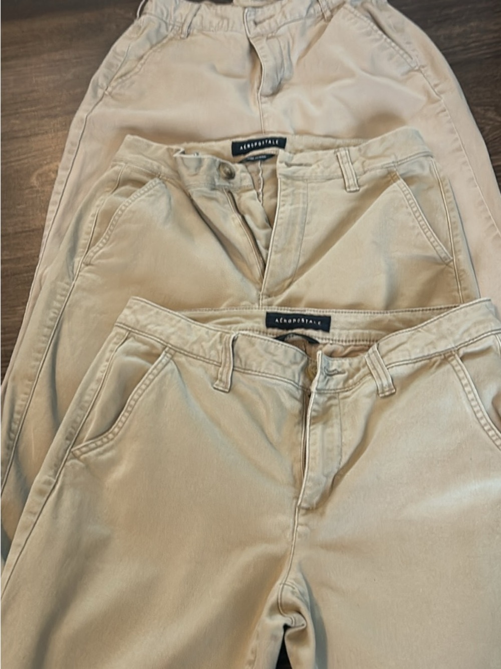 Aeropostale women’s Beige/Tan/Khaki Chino Pants Trio. Size 4 Long